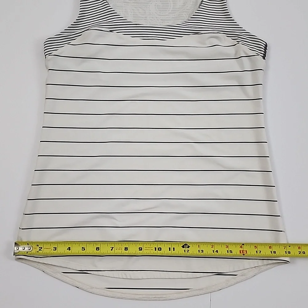 Lululemon Women's Racerback White Black Pin Striped Tank Top Stretch Size 6/8 - Picture 11 of 12